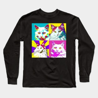 Turkish Angora Pop Art - Cat Lover Gift Long Sleeve T-Shirt